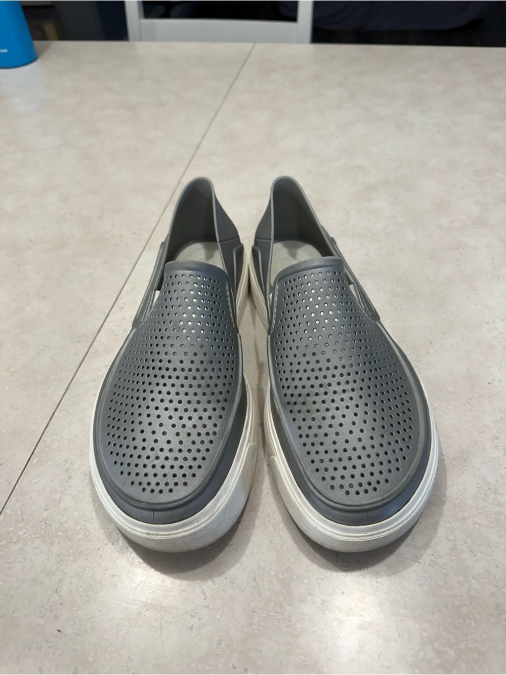 CROCS Women's Slip-On Perforated Flats - Gray with White Sole